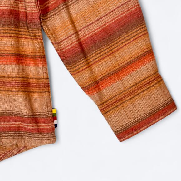 Sherpa Adventure Gear Flannel Shirt Men's M UPF 50+ Orange Striped Long Sleeve - Picture 5 of 7